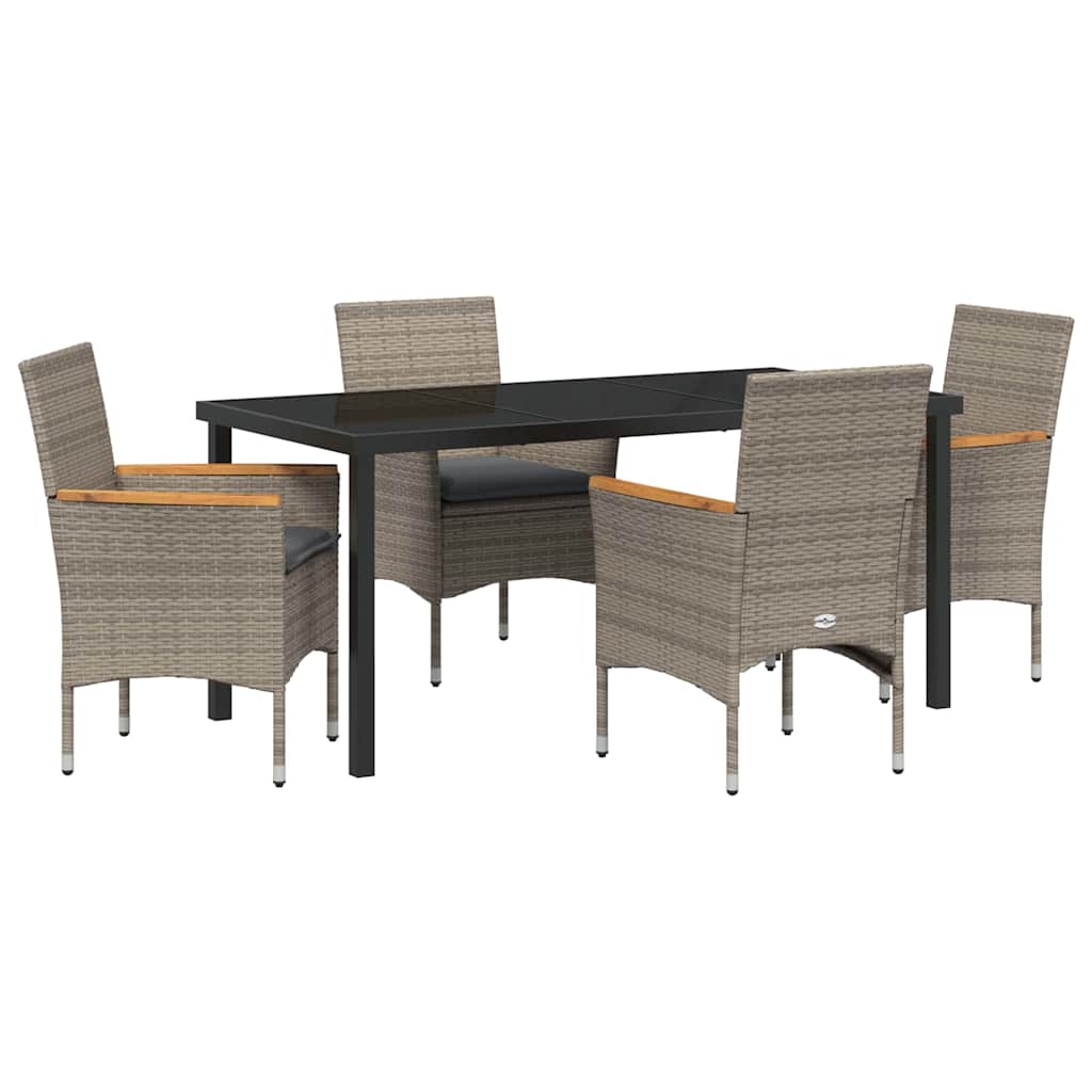 Σέτ φαγητού για κήπο με μαξιλάρι 5 pcs Γκρι συνθετικό ρατάν - Pakobazaar