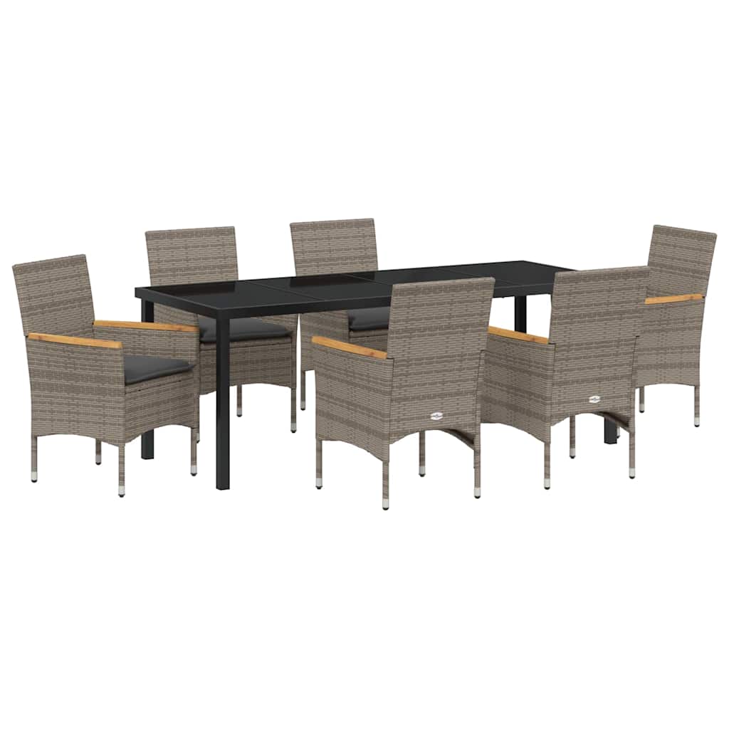 Σέτ φαγητού για κήπο με μαξιλάρι 7 pcs Γκρι συνθετικό ρατάν - Pakobazaar