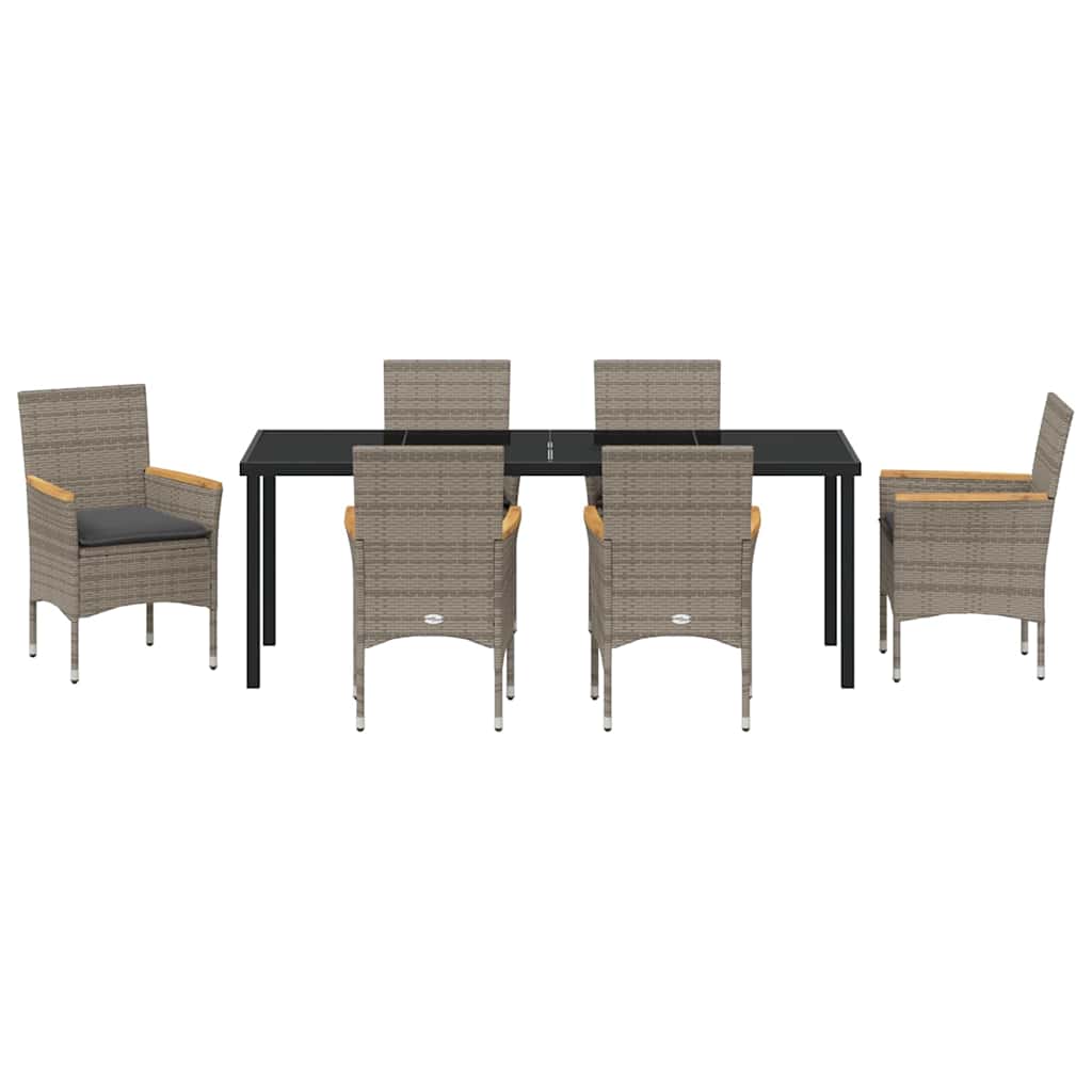 Σέτ φαγητού για κήπο με μαξιλάρι 7 pcs Γκρι συνθετικό ρατάν - Pakobazaar