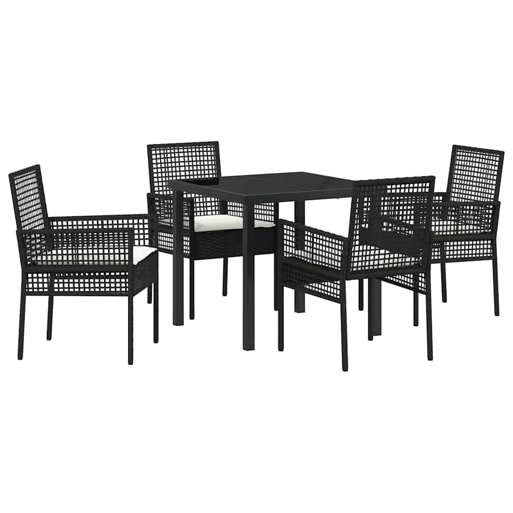 Σέτ φαγητού για κήπο με μαξιλάρι 5 pcs Μαύρο συνθετικό ρατάν - Pakobazaar