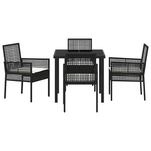 Σέτ φαγητού για κήπο με μαξιλάρι 5 pcs Μαύρο συνθετικό ρατάν - Pakobazaar