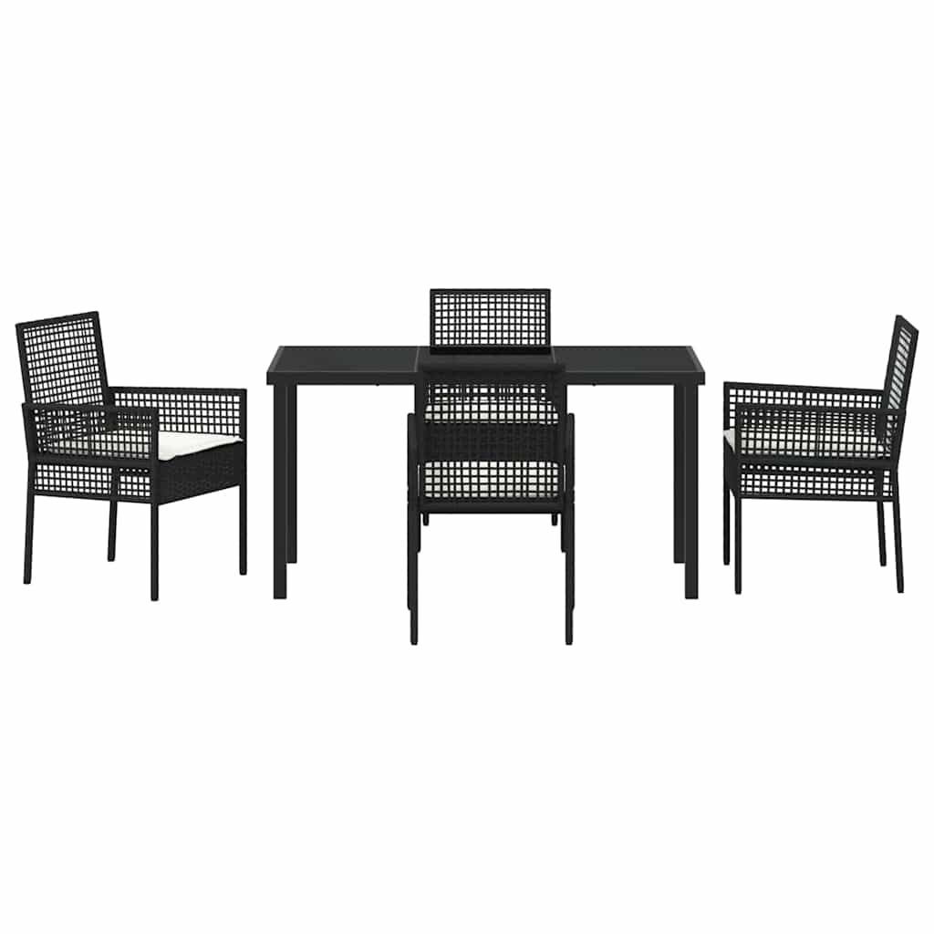 Σέτ φαγητού για κήπο με μαξιλάρι 5 pcs Μαύρο συνθετικό ρατάν - Pakobazaar