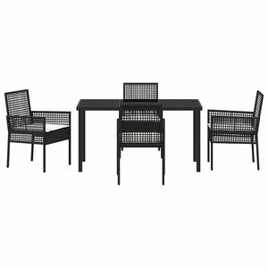 Σέτ φαγητού για κήπο με μαξιλάρι 5 pcs Μαύρο συνθετικό ρατάν - Pakobazaar