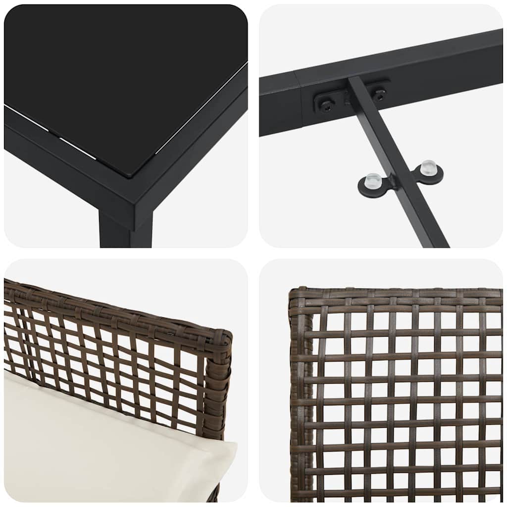 Σέτ φαγητού για κήπο με μαξιλάρι 7 pcs Καφέ συνθετικό ρατάν - Pakobazaar