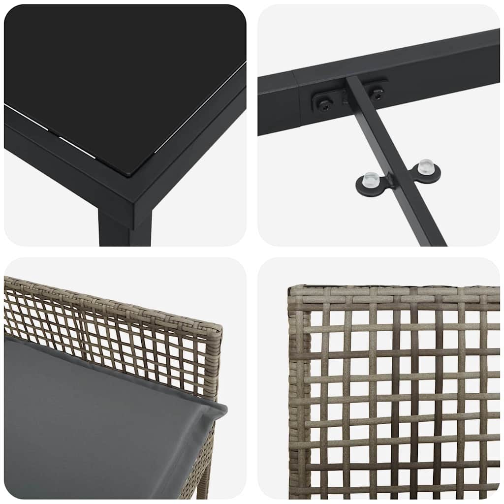 Σέτ φαγητού για κήπο με μαξιλάρι 5 pcs Γκρι συνθετικό ρατάν - Pakobazaar