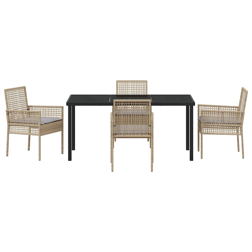 Σέτ φαγητού για κήπο με μαξιλάρι 5 pcs Μπεζ συνθετικό ρατάν - Pakobazaar