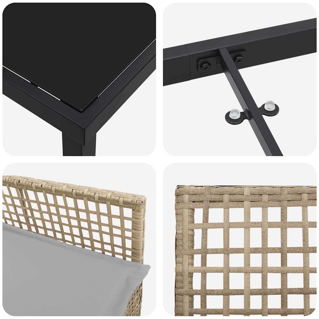 Σέτ φαγητού για κήπο με μαξιλάρι 9 pcs Μπεζ συνθετικό ρατάν - Pakobazaar