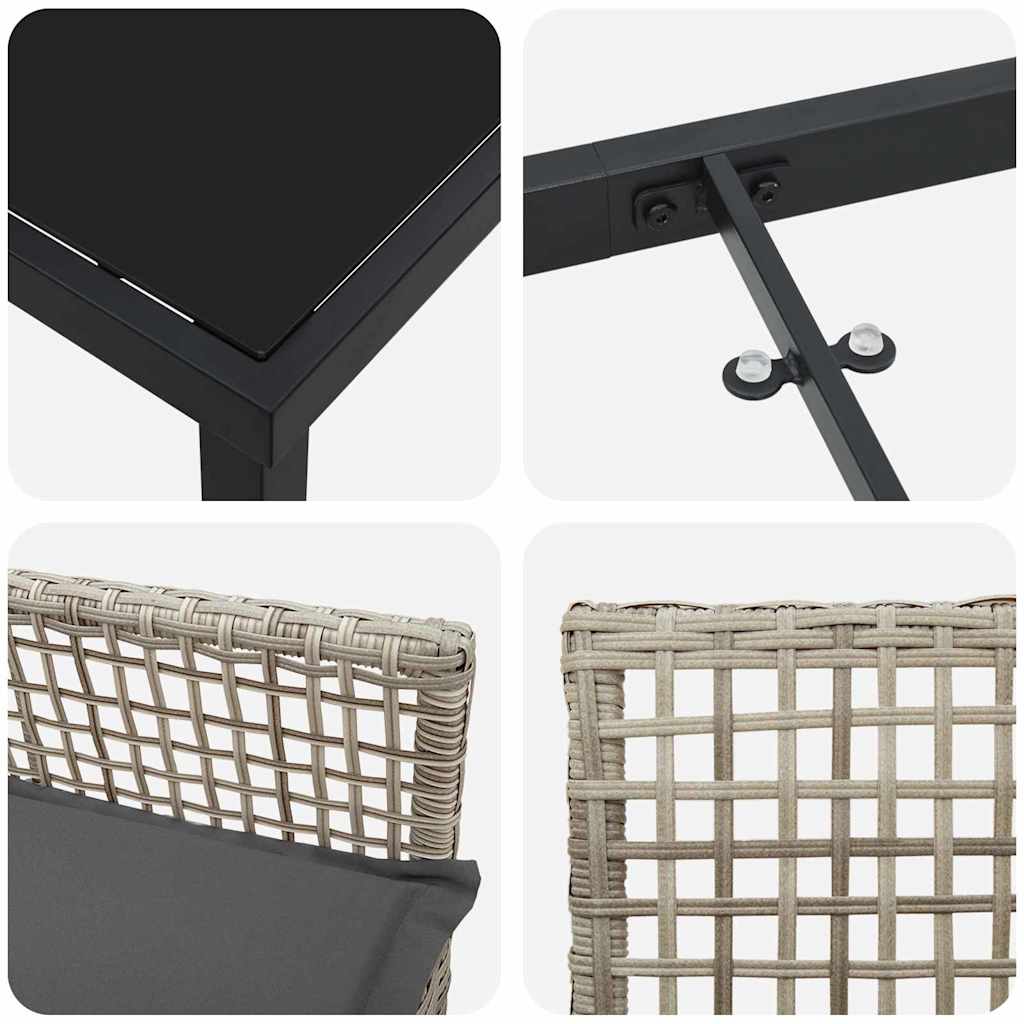 Σέτ φαγητού για κήπο 3 pcs Ανοιχτό γκρι συνθετικό ρατάν - Pakobazaar