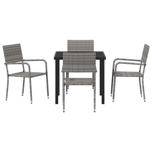 Σέτ φαγητού για κήπο με μαξιλάρι 5 pcs Γκρι συνθετικό ρατάν - Pakobazaar