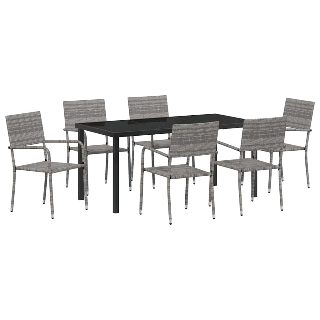 Σέτ φαγητού για κήπο με μαξιλάρι 7 pcs Γκρι συνθετικό ρατάν - Pakobazaar