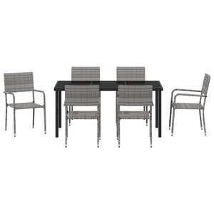 Σέτ φαγητού για κήπο με μαξιλάρι 7 pcs Γκρι συνθετικό ρατάν - Pakobazaar