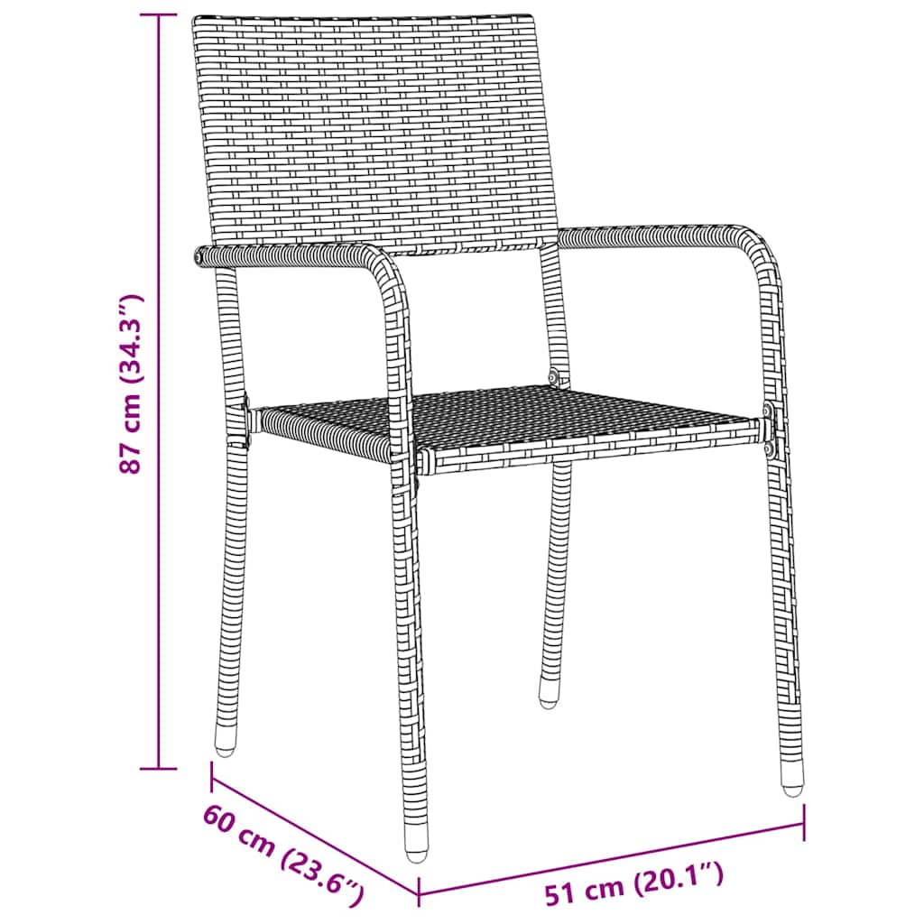 Σέτ φαγητού για κήπο με μαξιλάρι 7 pcs Γκρι συνθετικό ρατάν - Pakobazaar