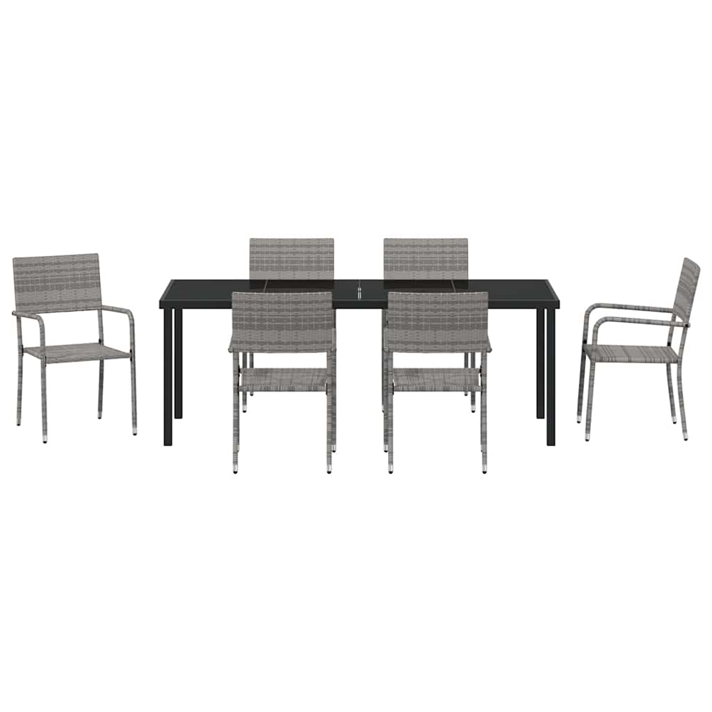 Σέτ φαγητού για κήπο με μαξιλάρι 7 pcs Γκρι συνθετικό ρατάν - Pakobazaar