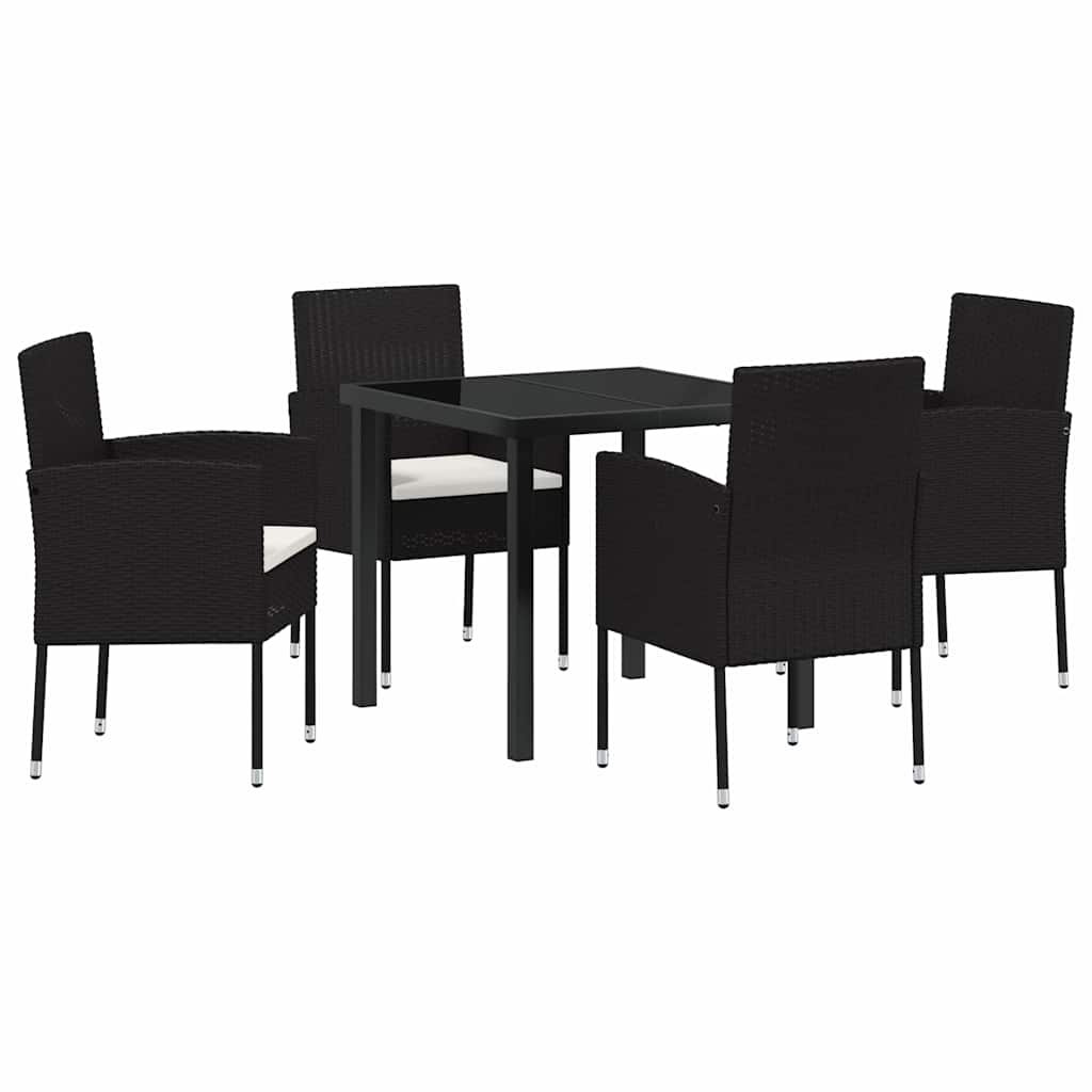 Σέτ φαγητού για κήπο με μαξιλάρι 5 pcs Μαύρο συνθετικό ρατάν - Pakobazaar