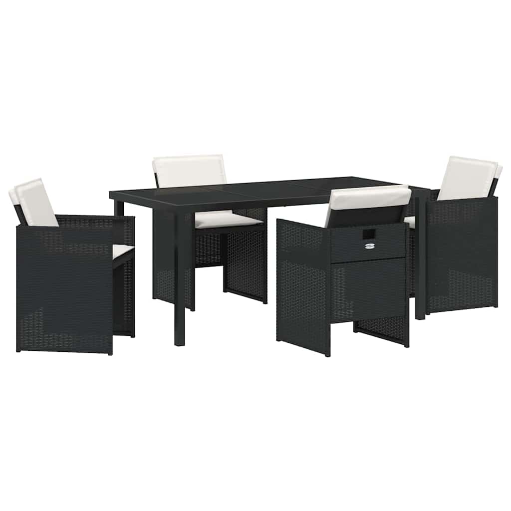 Σέτ φαγητού για κήπο με μαξιλάρι 5 pcs Μαύρο συνθετικό ρατάν - Pakobazaar