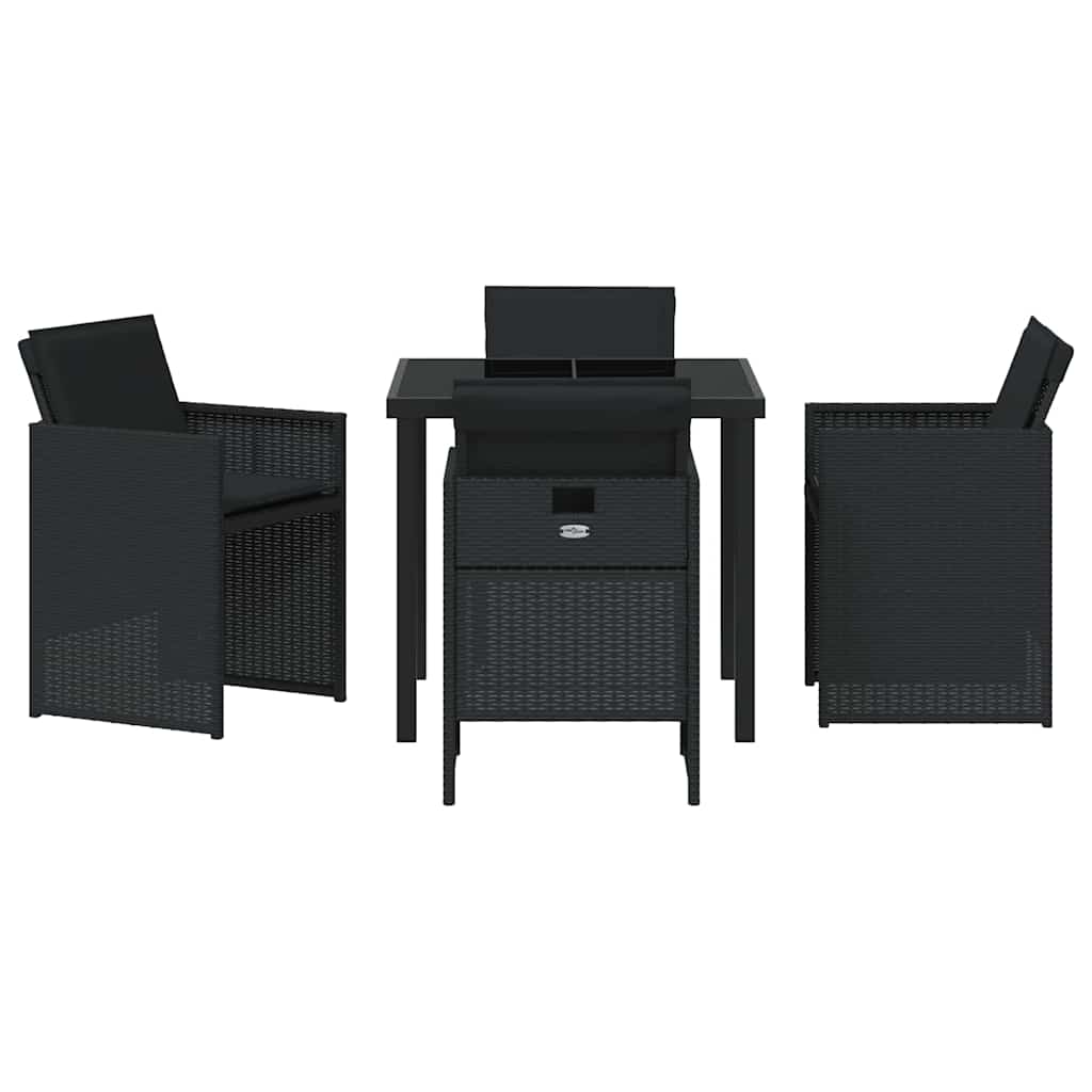 Σέτ φαγητού για κήπο με μαξιλάρι 5 pcs Μαύρο συνθετικό ρατάν - Pakobazaar