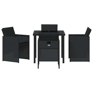 Σέτ φαγητού για κήπο με μαξιλάρι 5 pcs Μαύρο συνθετικό ρατάν - Pakobazaar