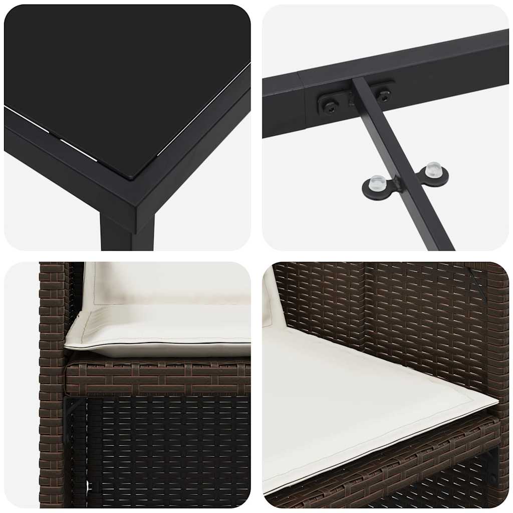 Σέτ φαγητού για κήπο με μαξιλάρι 5 pcs Καφέ συνθετικό ρατάν - Pakobazaar