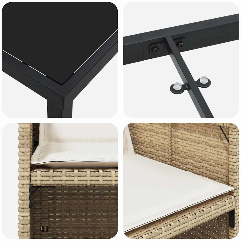 Σέτ φαγητού για κήπο με μαξιλάρι 5 pcs Μπεζ συνθετικό ρατάν - Pakobazaar