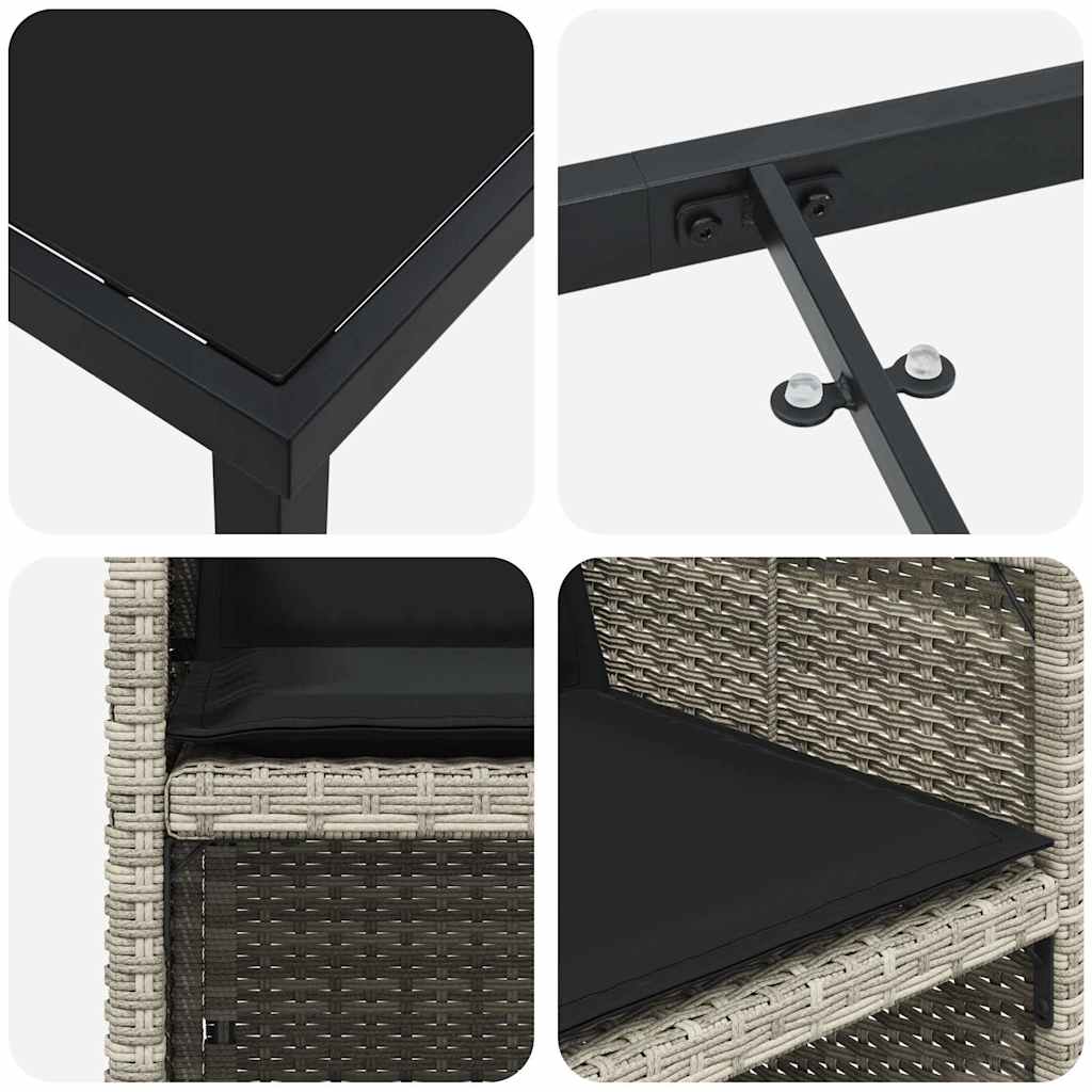 Σέτ φαγητού για κήπο 5 pcs Ανοιχτό γκρι συνθετικό ρατάν - Pakobazaar