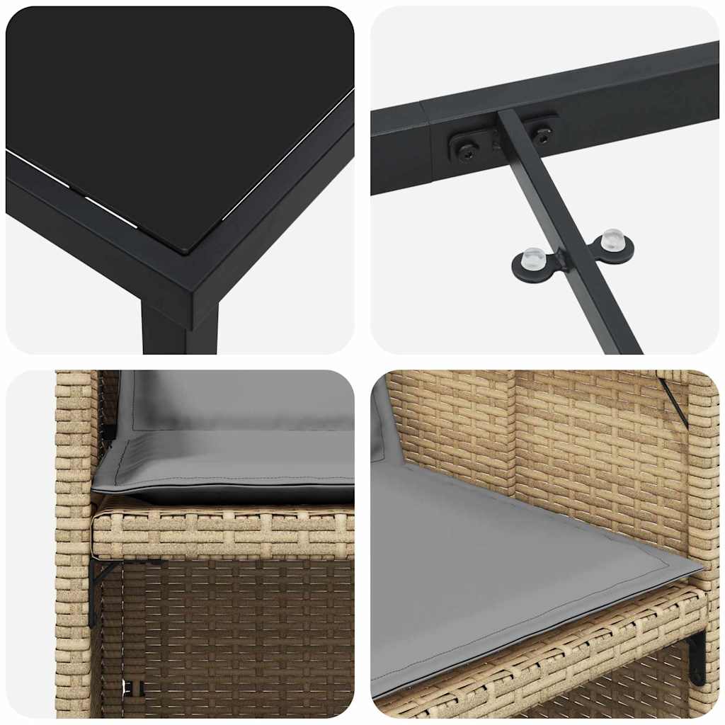 Σέτ φαγητού για κήπο με μαξιλάρι 5 pcs Μπεζ συνθετικό ρατάν - Pakobazaar