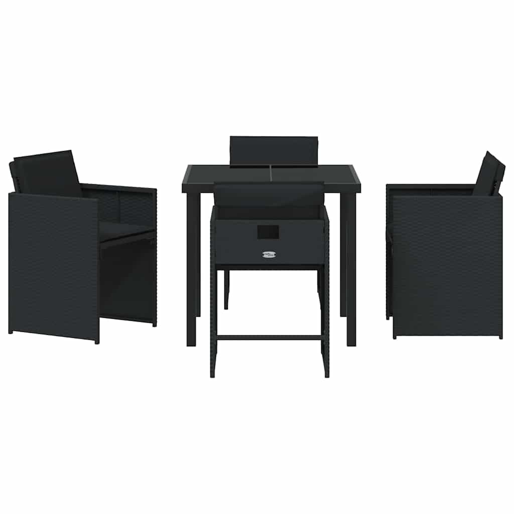 Σέτ φαγητού για κήπο με μαξιλάρι 5 pcs Μαύρο συνθετικό ρατάν - Pakobazaar