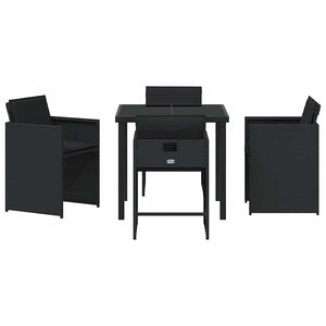 Σέτ φαγητού για κήπο με μαξιλάρι 5 pcs Μαύρο συνθετικό ρατάν - Pakobazaar