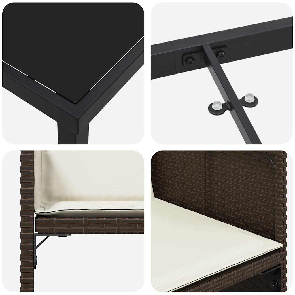 Σέτ φαγητού για κήπο με μαξιλάρι 5 pcs Καφέ συνθετικό ρατάν - Pakobazaar