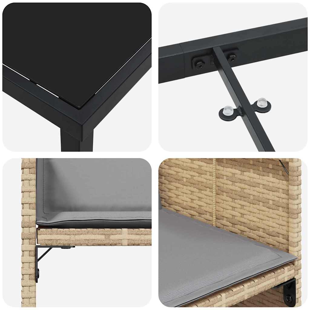 Σέτ φαγητού για κήπο με μαξιλάρι 5 pcs Μπεζ συνθετικό ρατάν - Pakobazaar