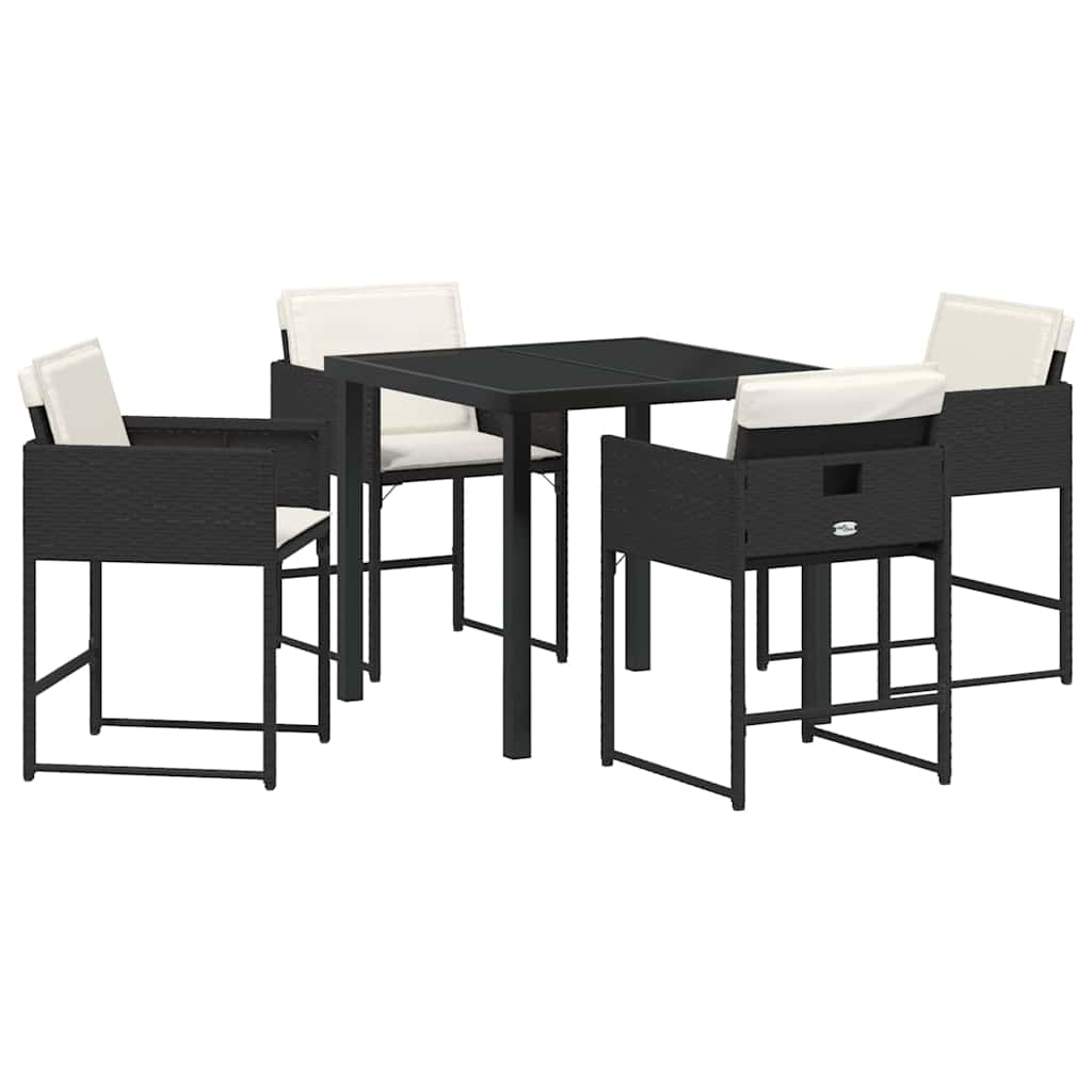 Σέτ φαγητού για κήπο με μαξιλάρι 5 pcs Μαύρο συνθετικό ρατάν - Pakobazaar