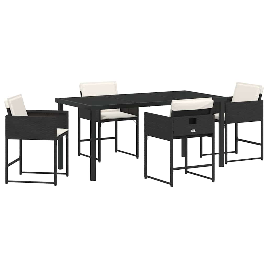 Σέτ φαγητού για κήπο με μαξιλάρι 5 pcs Μαύρο συνθετικό ρατάν - Pakobazaar