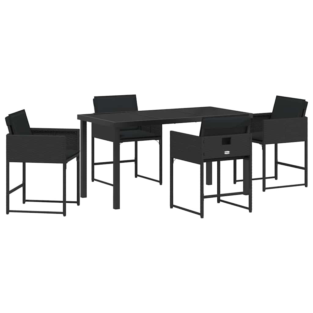 Σέτ φαγητού για κήπο με μαξιλάρι 5 pcs Μαύρο συνθετικό ρατάν - Pakobazaar