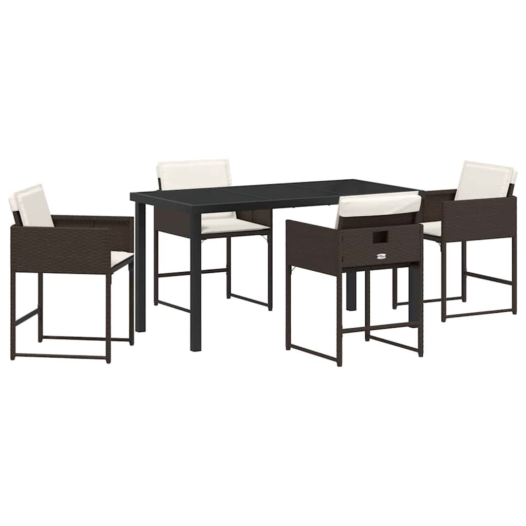 Σέτ φαγητού για κήπο με μαξιλάρι 5 pcs Καφέ συνθετικό ρατάν - Pakobazaar