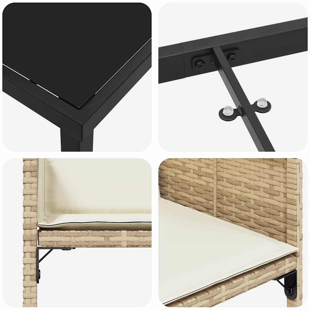 Σέτ φαγητού για κήπο με μαξιλάρι 5 pcs Μπεζ συνθετικό ρατάν - Pakobazaar