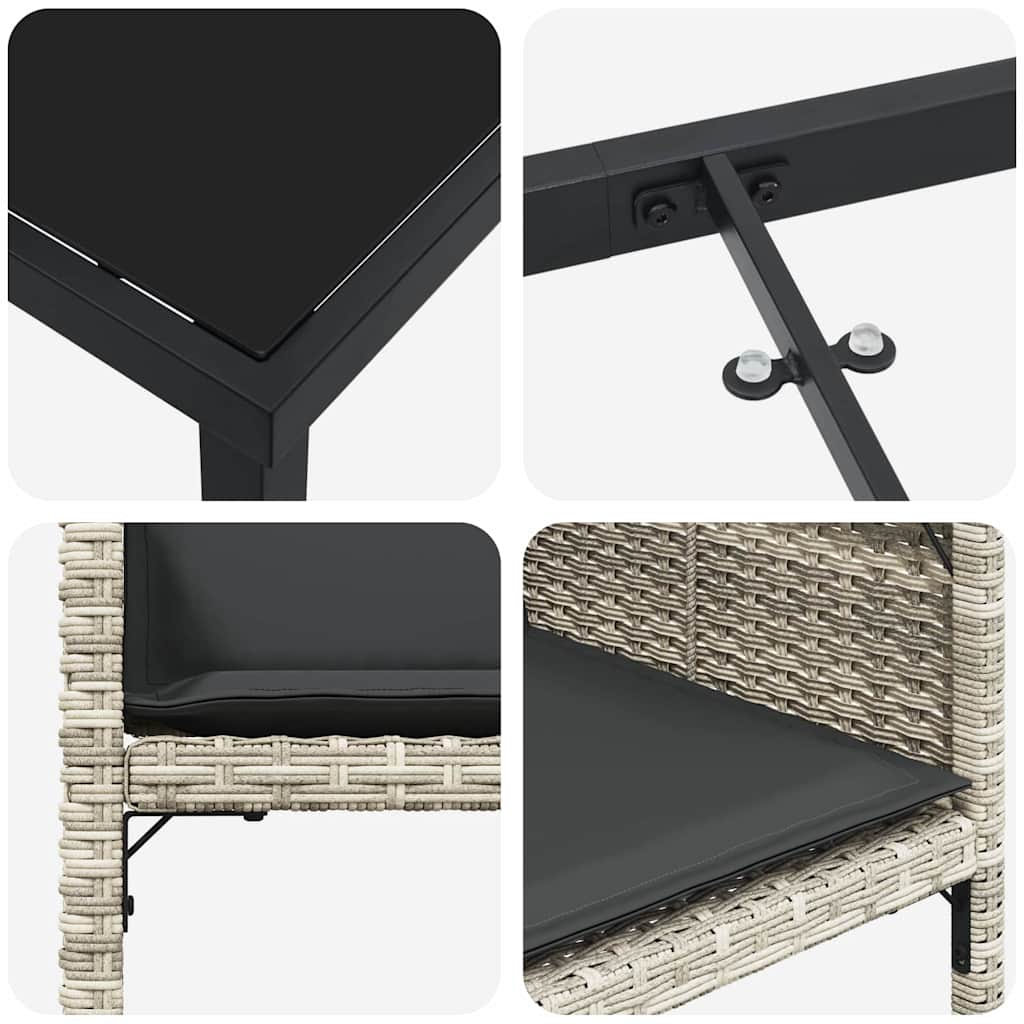 Σέτ φαγητού για κήπο 9 pcs Ανοιχτό γκρι συνθετικό ρατάν - Pakobazaar