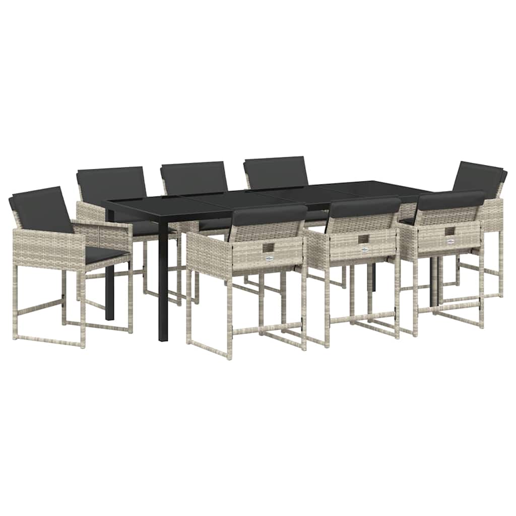 Σέτ φαγητού για κήπο 9 pcs Ανοιχτό γκρι συνθετικό ρατάν - Pakobazaar