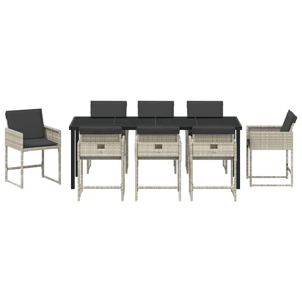 Σέτ φαγητού για κήπο 9 pcs Ανοιχτό γκρι συνθετικό ρατάν - Pakobazaar