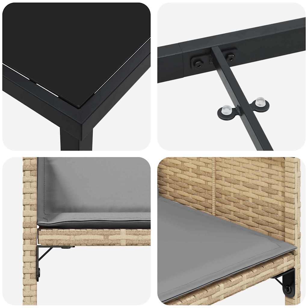 Σέτ φαγητού για κήπο με μαξιλάρι 5 pcs Μπεζ συνθετικό ρατάν - Pakobazaar