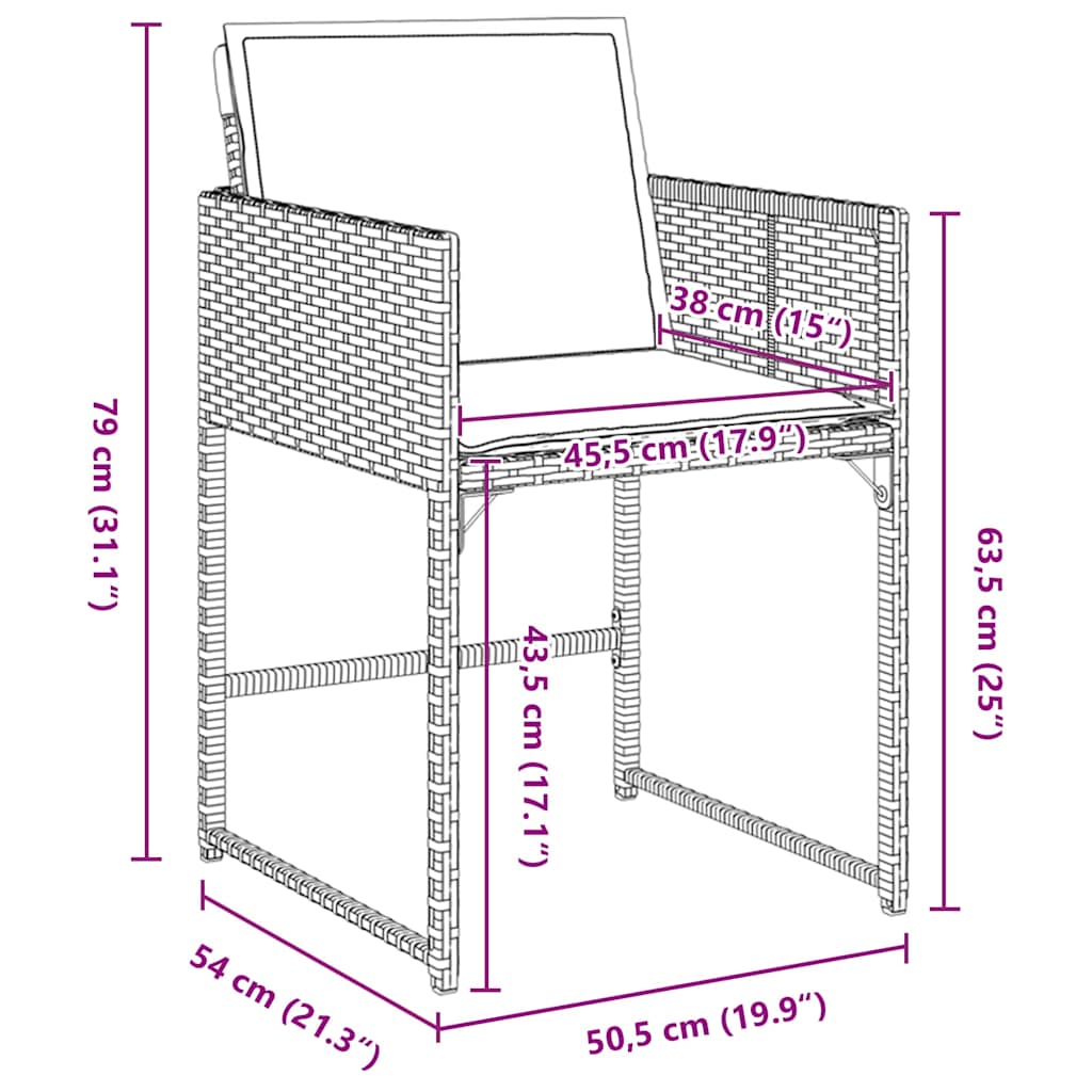 Σέτ φαγητού για κήπο με μαξιλάρι 5 pcs Μπεζ συνθετικό ρατάν - Pakobazaar
