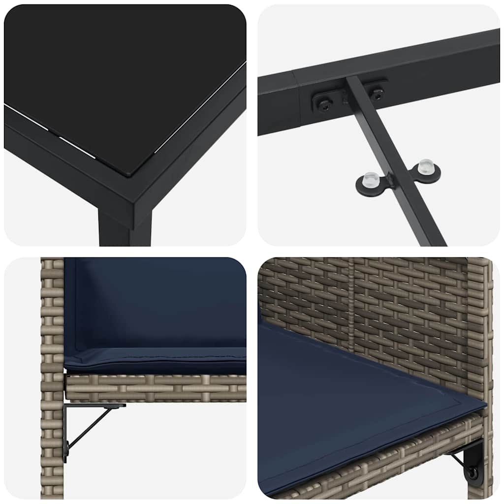 Σέτ φαγητού για κήπο με μαξιλάρι 5 pcs Γκρι συνθετικό ρατάν - Pakobazaar