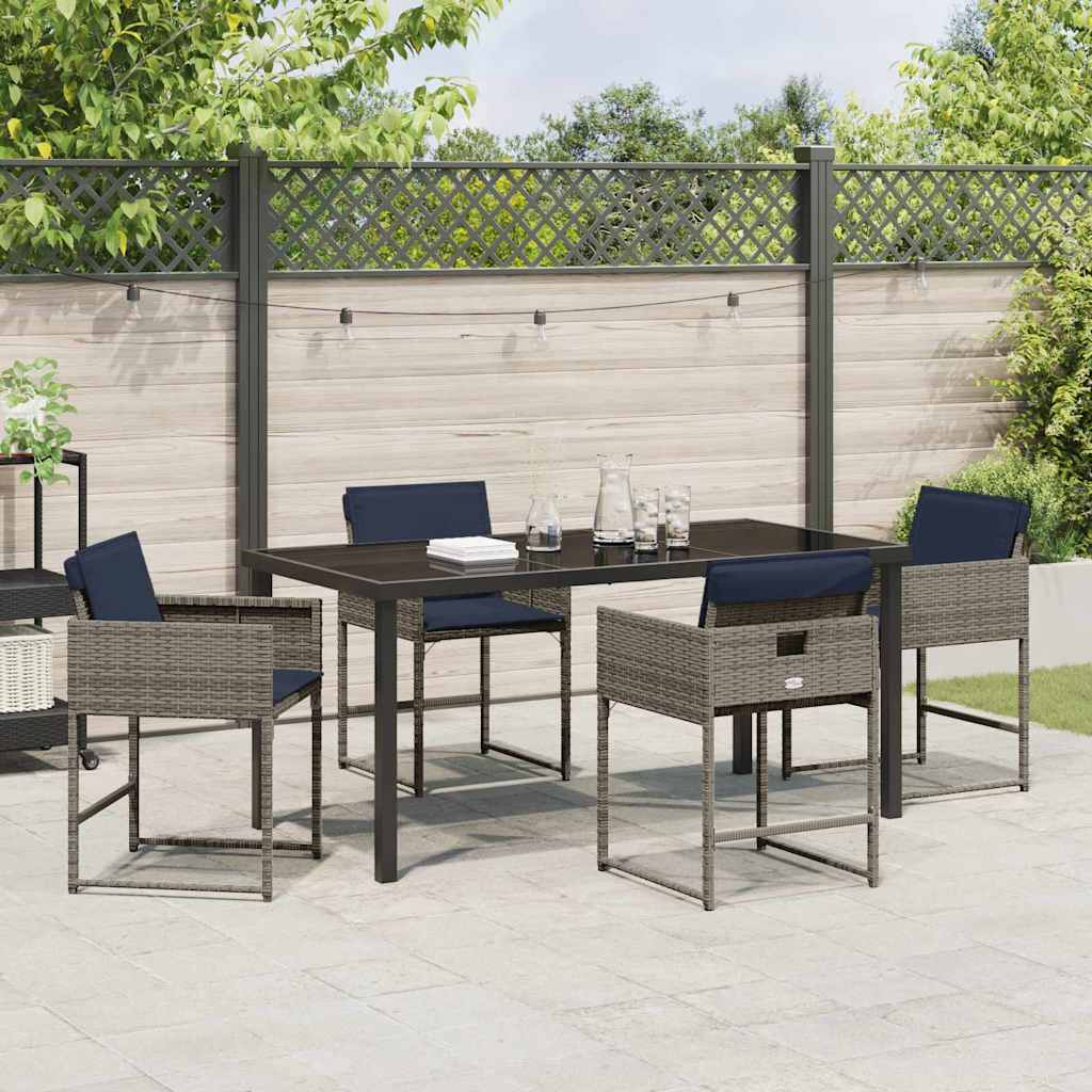 Σέτ φαγητού για κήπο με μαξιλάρι 5 pcs Γκρι συνθετικό ρατάν - Pakobazaar