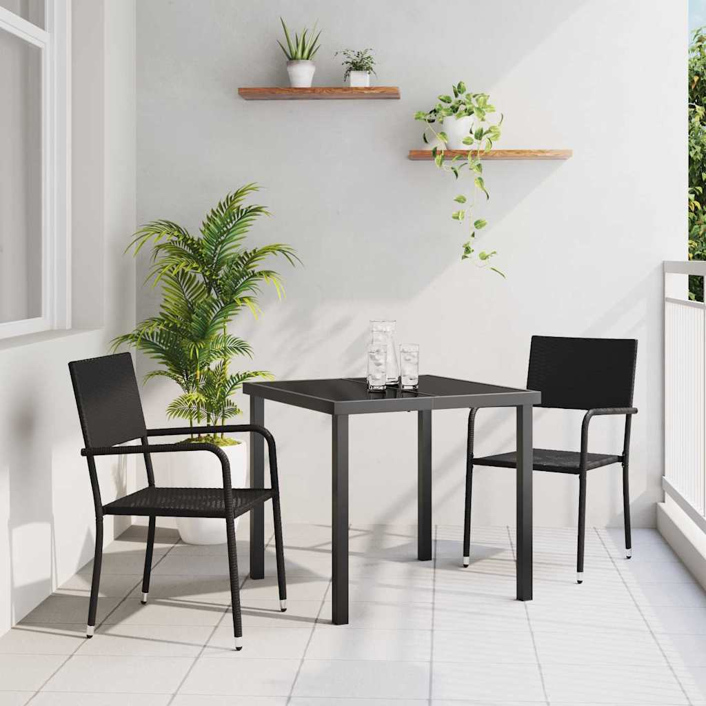 Σέτ φαγητού για κήπο με μαξιλάρι 3 pcs Μαύρο συνθετικό ρατάν - Pakobazaar