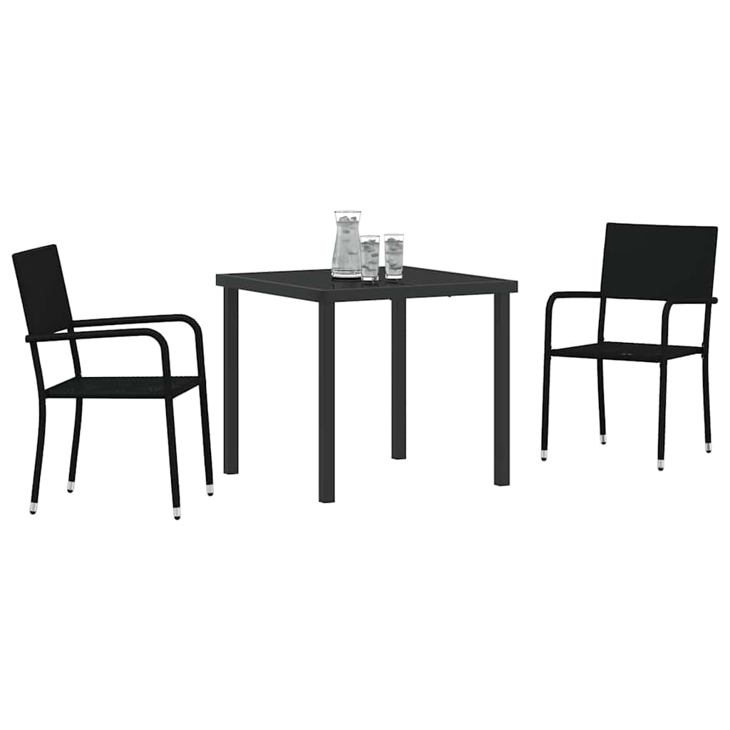 Σέτ φαγητού για κήπο με μαξιλάρι 3 pcs Μαύρο συνθετικό ρατάν - Pakobazaar