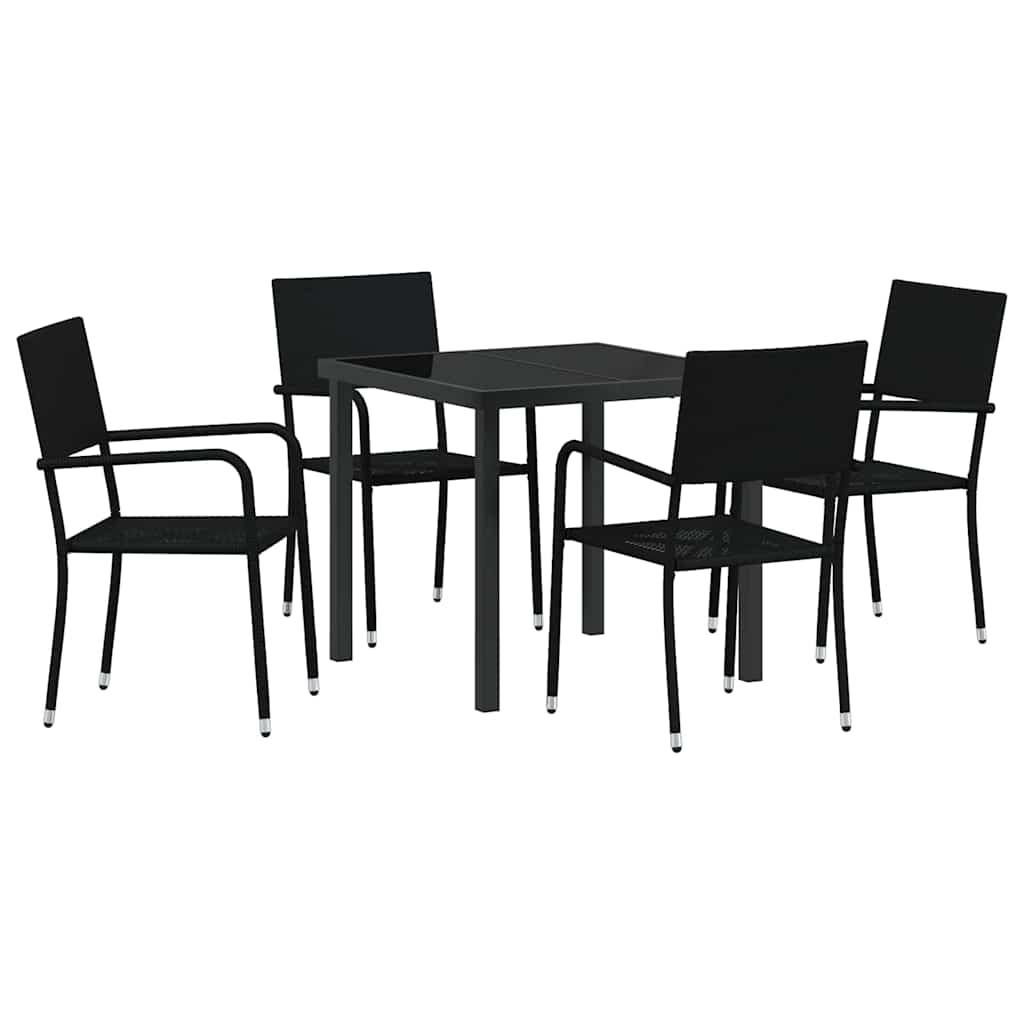 Σέτ φαγητού για κήπο με μαξιλάρι 5 pcs Μαύρο συνθετικό ρατάν - Pakobazaar