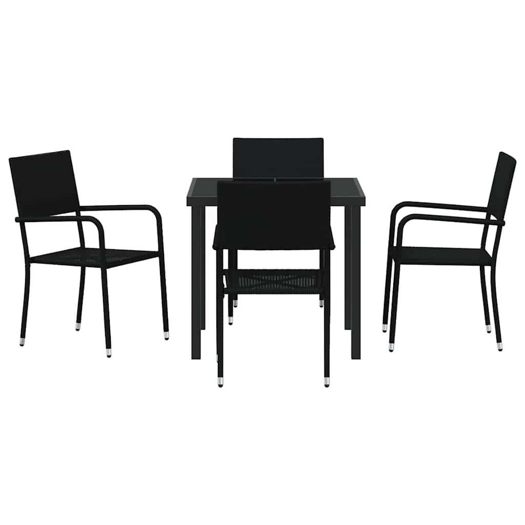 Σέτ φαγητού για κήπο με μαξιλάρι 5 pcs Μαύρο συνθετικό ρατάν - Pakobazaar