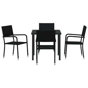 Σέτ φαγητού για κήπο με μαξιλάρι 5 pcs Μαύρο συνθετικό ρατάν - Pakobazaar