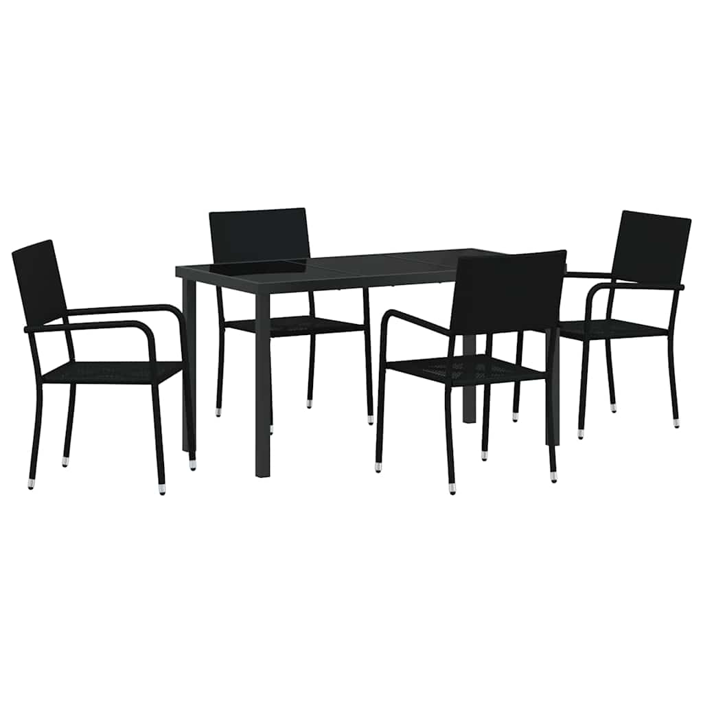 Σέτ φαγητού για κήπο με μαξιλάρι 5 pcs Μαύρο συνθετικό ρατάν - Pakobazaar