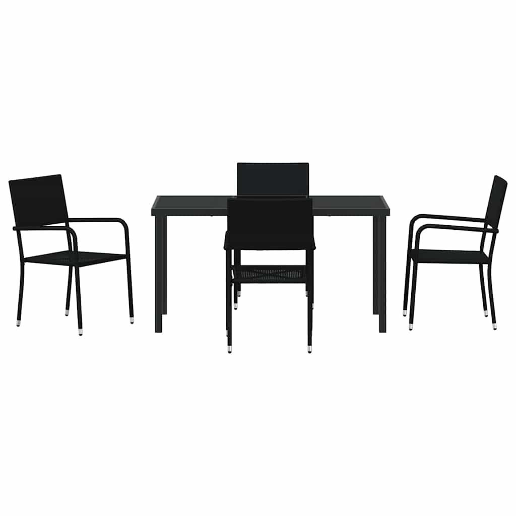 Σέτ φαγητού για κήπο με μαξιλάρι 5 pcs Μαύρο συνθετικό ρατάν - Pakobazaar