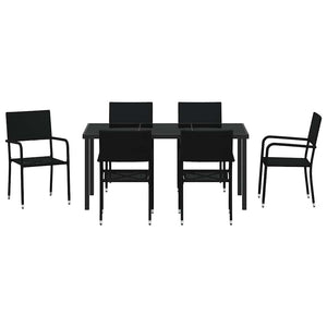 Σέτ φαγητού για κήπο με μαξιλάρι 7 pcs Μαύρο συνθετικό ρατάν - Pakobazaar