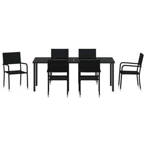 Σέτ φαγητού για κήπο με μαξιλάρι 7 pcs Μαύρο συνθετικό ρατάν - Pakobazaar